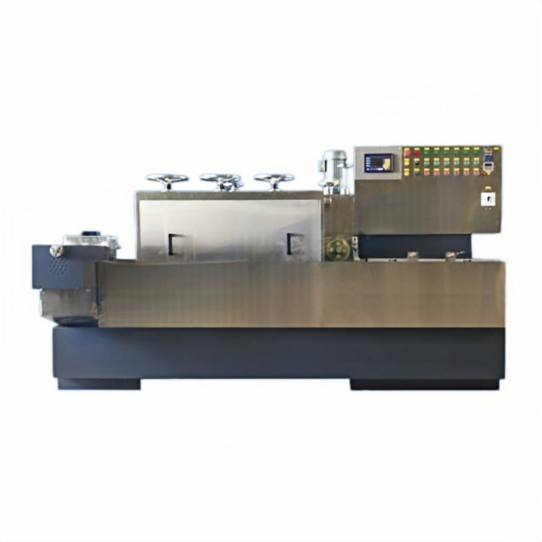 VMG-490 arc magnet grinding machine — 4-station pass-through tile grinder, full machine front view
