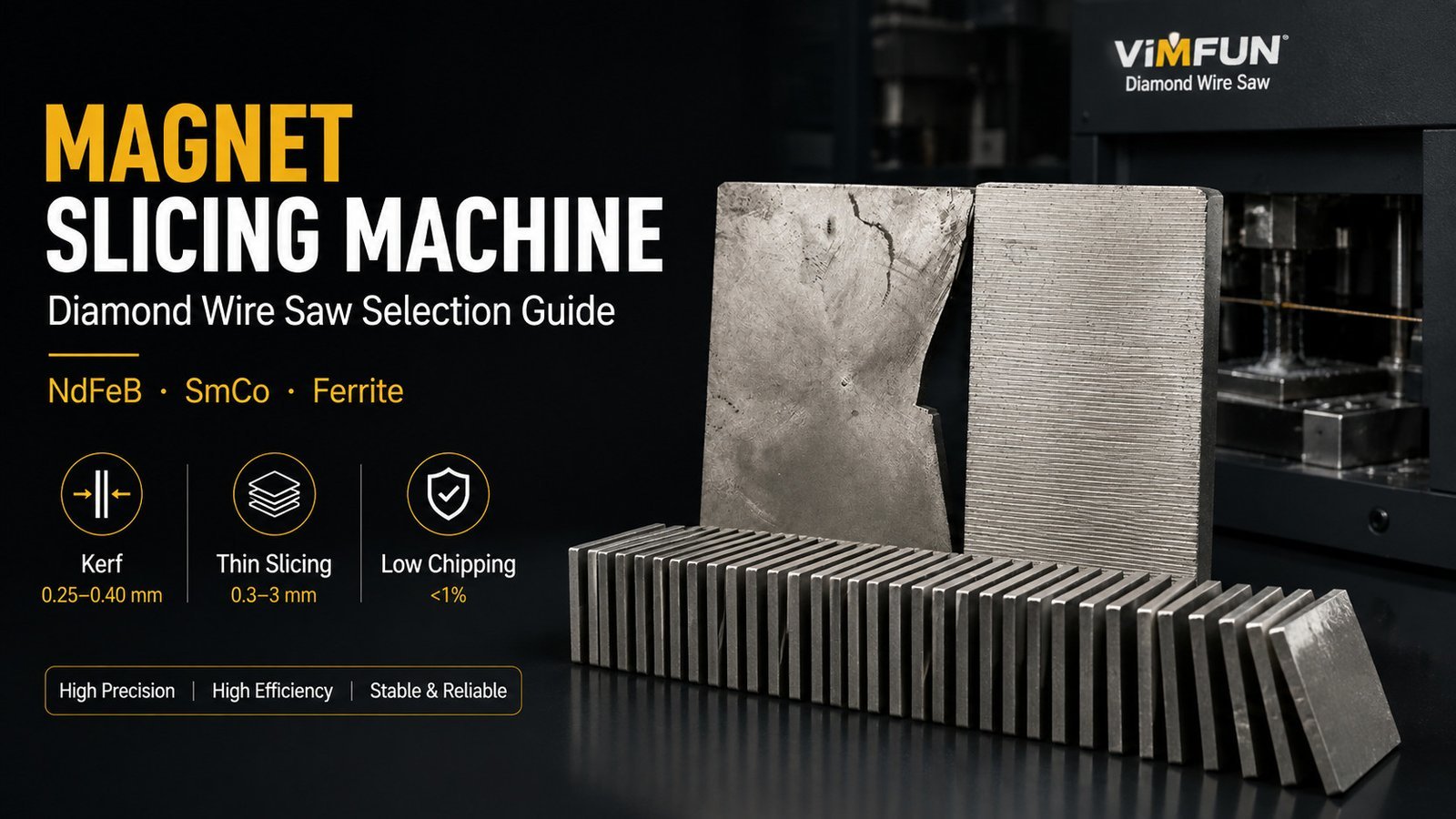 Vimfun diamond wire magnet slicing guide for NdFeB, SmCo and ferrite